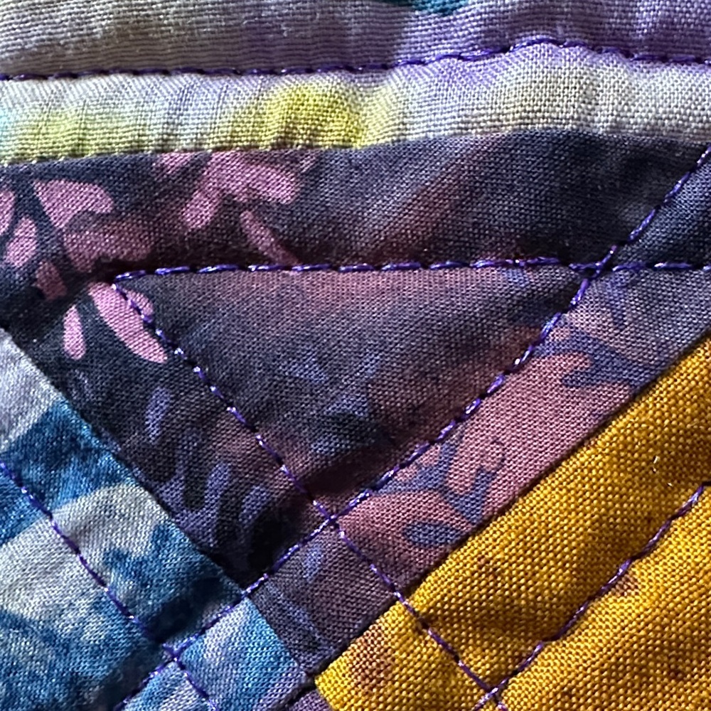 Vibrant Quilted Patchwork Button Down Vest- Purpl… - image 6